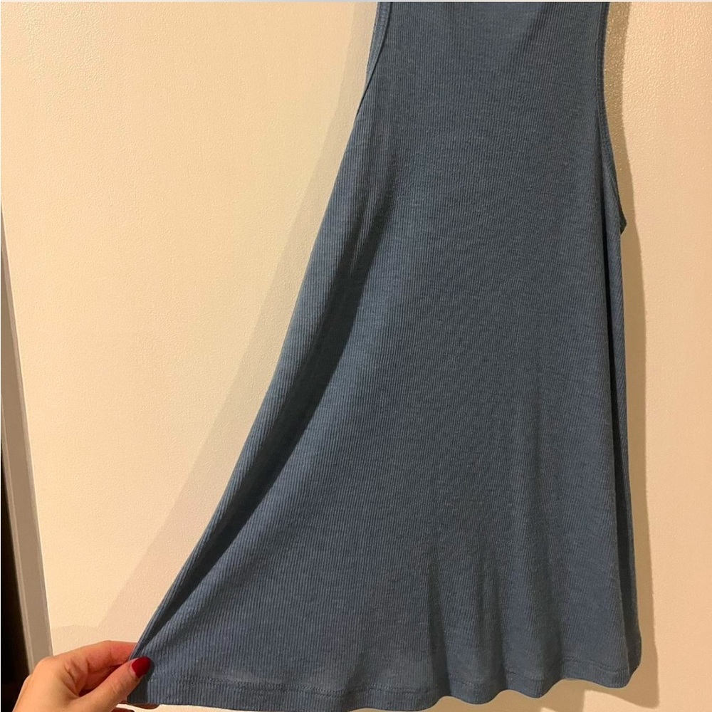 Blue Ribbed Relaxed Fit Tank Top - Picture 4 of 6